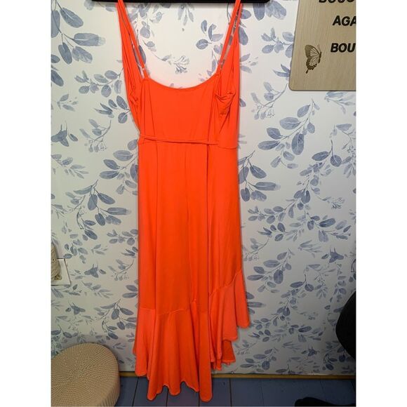 Fashion Nova Every Strut Wrap Maxi Dress NWT Coral Size M - Picture 8 of 8